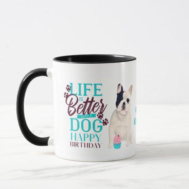 Darling French Bulldog Dog Loves MOM Birthday Mug (Left)