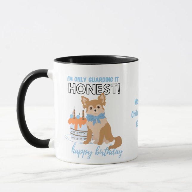 Darling Longhaired Brown Chihuahua MOM Birthday Mug (Left)