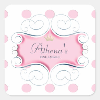 Darling Pink Frame and Pink Polka Dots Square Sticker
