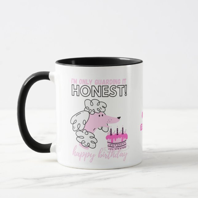 Darling Pink Poodle Dog MOMs Fun Birthday Mug (Left)