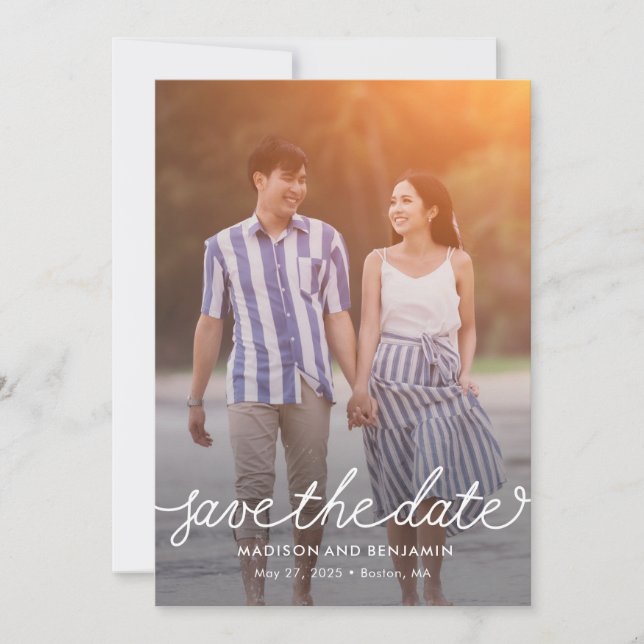 Darling Script Editable Colour Save The Date Card (Front)