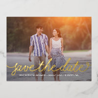 Darling Script Foil Save The Date Postcard