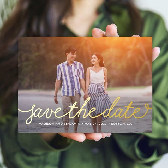 Darling Script REAL FOIL Save The Date Card (Creator Uploaded)