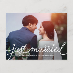 Darling Script Wedding Announcement Elopement Postcard