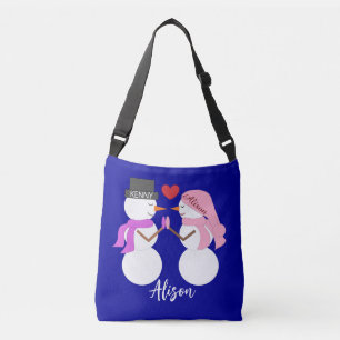 Darling Snowpeople in Love: Dark Blue Crossbody Bag