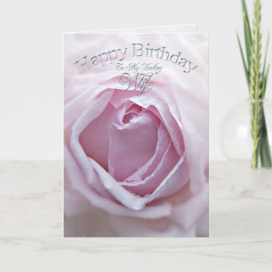 Darling Wife, a Birthday card with a pink rose