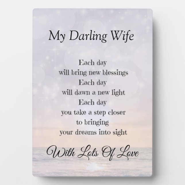 Darling Wife Love and Encouragement gift Plaque (Front)