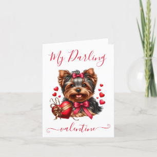 Darling Yorkie Valentine Holiday Card