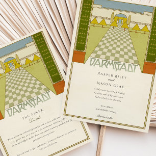 Darmstadt Germany Art Nouveau & Jugendstil Wedding Invitation