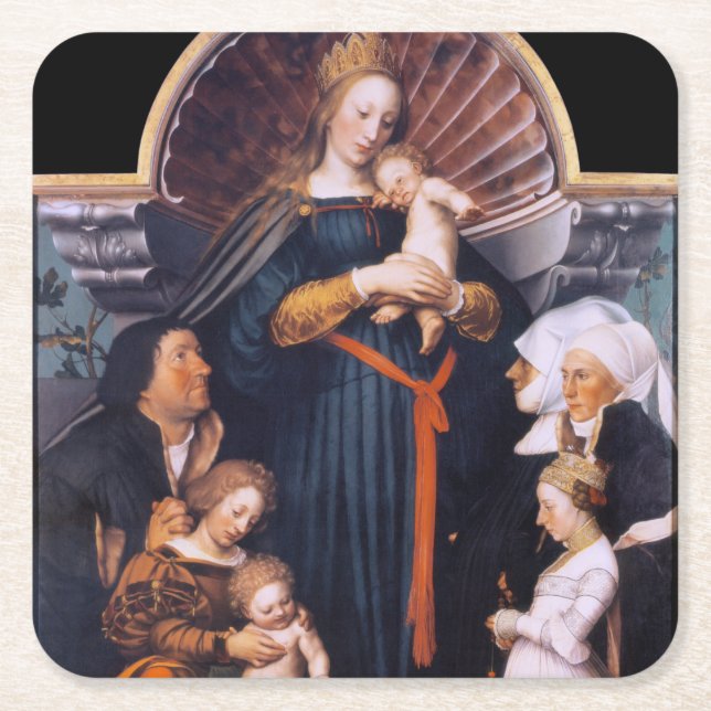 Darmstadt Madonna, Holbein the Younger Square Paper Coaster (Front)
