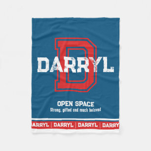 Darryl name meaning sports monogram red blue fleece blanket