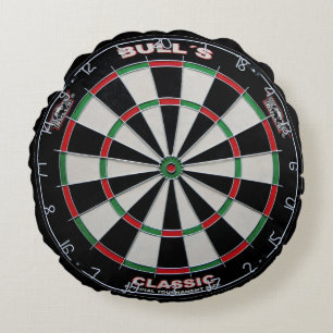 Dart Board Black White Round Cushion