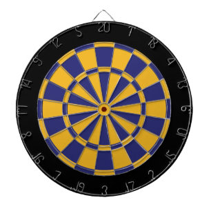 Dart Board: Gold, Navy Blue, And Black Dartboard