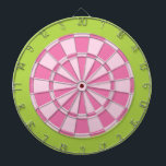 Dart Board: Light Pink And Lime Green Dartboard<br><div class="desc">Light Pink And Lime Green Coloured Dart Board Game Including 6 Brass Darts</div>
