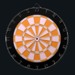 Dart Board: Light Pink, Orange, And Black Dartboard<br><div class="desc">Light Pink,  Orange,  And Black Coloured Dart Board Game Including 6 Brass Darts</div>