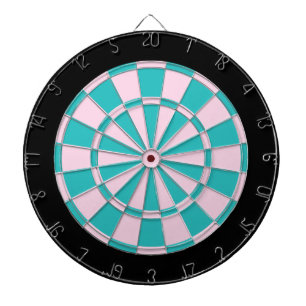 Dart Board: Light Pink, Turquoise, And Black Dartboard