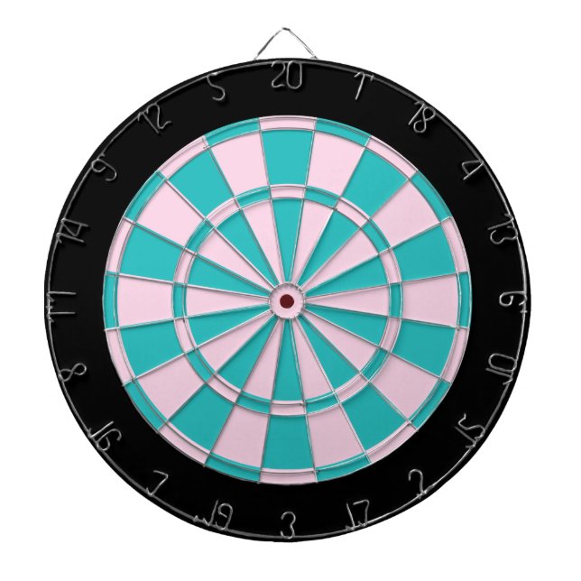 Dart Board: Light Pink, Turquoise, And Black Dartboard (Front)