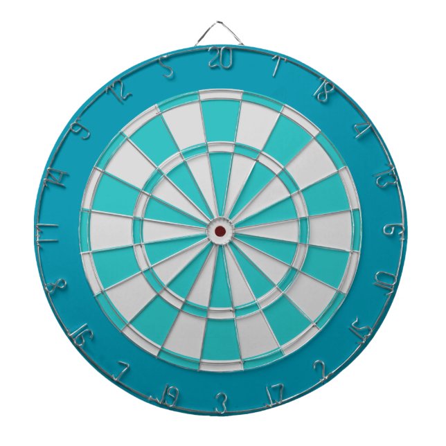 Dart Board: Light Silver, Turquoise, And Teal Dartboard (Front)