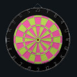 Dart Board: Lime Green, Pink, And Black Dartboard<br><div class="desc">Lime Green,  Pink,  And Black Coloured Dart Board Game Including 6 Brass Darts</div>
