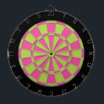 Dart Board: Lime Green, Pink, And Black Dartboard<br><div class="desc">Lime Green,  Pink,  And Black Coloured Dart Board Game Including 6 Brass Darts</div>