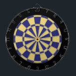 Dart Board: Old Gold, Navy Blue, And Black Dartboard<br><div class="desc">Old Gold,  Navy Blue,  And Black Coloured Dart Board Game Including 6 Brass Darts</div>