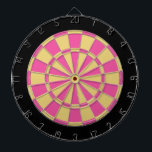 Dart Board: Old Gold, Pink, And Black Dartboard<br><div class="desc">Old Gold,  Pink,  And Black Coloured Dart Board Game Including 6 Brass Darts</div>
