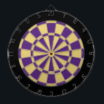 Dart Board: Old Gold, Purple, And Black Dartboard<br><div class="desc">Old Gold,  Purple,  And Black Coloured Dart Board Game Including 6 Brass Darts</div>