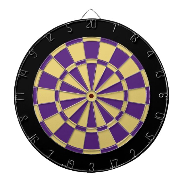 Dart Board: Old Gold, Purple, And Black Dartboard (Front)