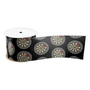Dart Board On Black Satin Ribbon