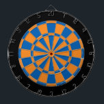 Dart Board: Orange, Blue, And Black Dartboard<br><div class="desc">Orange,  Blue,  And Black Coloured Dart Board Game Including 6 Brass Darts</div>