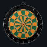 Dart Board: Orange, Dark Green, And Black Dartboard<br><div class="desc">Orange,  Dark Green,  And Black Coloured Dart Board Game Including 6 Brass Darts</div>