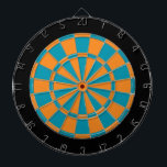 Dart Board: Orange, Teal, And Black Dartboard<br><div class="desc">Orange,  Teal,  And Black Coloured Dart Board Game Including 6 Brass Darts</div>
