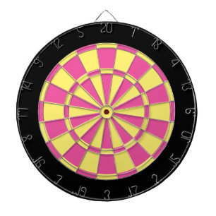 Dart Board: Pink, Light Yellow, And Black Dartboard