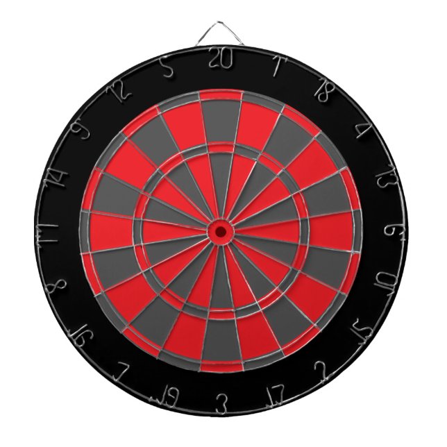 Dart Board: Red, Charcoal Grey, And Black Dartboard (Front)