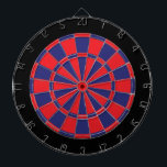 Dart Board: Red, Navy, And Black Dartboard<br><div class="desc">Red,  Navy,  And Black Coloured Dart Board Game Including 6 Brass Darts</div>