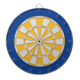 Dart Board: Silver Grey, Gold, And Blue Dartboard