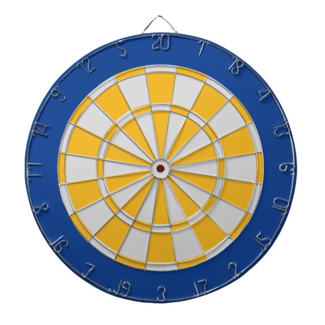 Dart Board: Silver Grey, Gold, And Blue Dartboard (Front)