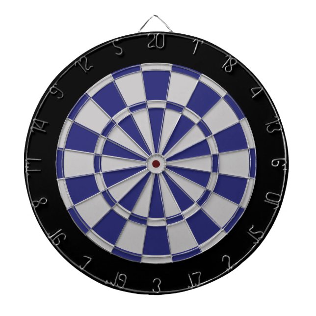 Dart Board: Silver Grey, Navy, And Black Dartboard (Front)