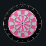 Dart Board: Silver Grey, Pink, And Black Dartboard<br><div class="desc">Silver Grey,  Pink,  And Black Coloured Dart Board Game Including 6 Brass Darts</div>