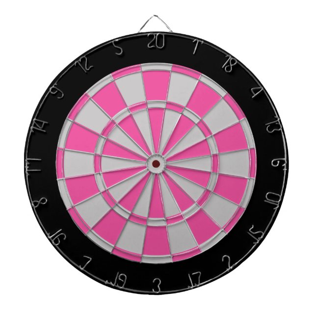 Dart Board: Silver Grey, Pink, And Black Dartboard (Front)