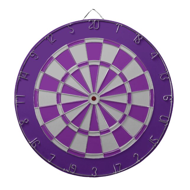 Dart Board: Silver Grey, Purple, And Dark Purple Dartboard (Front)