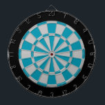 Dart Board: Silver Grey, Teal, And Black Dartboard<br><div class="desc">Silver Grey,  Teal,  And Black Coloured Dart Board Game Including 6 Brass Darts</div>