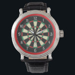 Dart Board Sporty Style Watch<br><div class="desc">A nice design for those who enjoy playing darts,  this watch features a dart board graphic surrounded by a bright red border.</div>