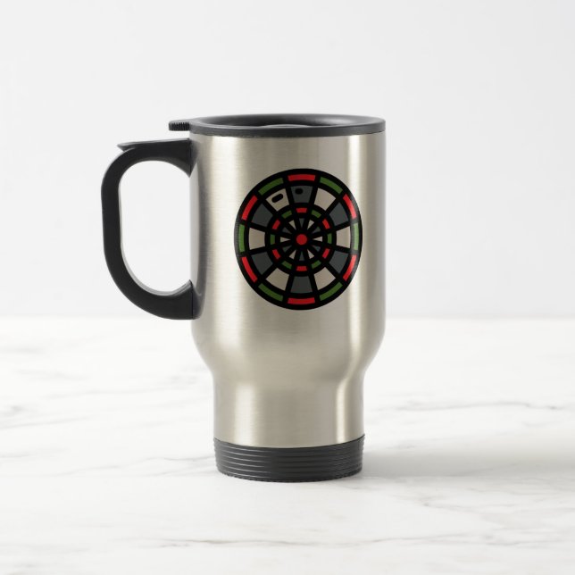 dart-board travel mug (Left)