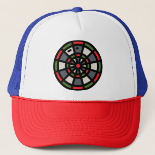 dart-board trucker hat