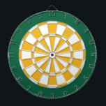 Dart Board: White, Gold, And Green Dartboard<br><div class="desc">White,  Gold,  And Green Coloured Dart Board Game Including 6 Brass Darts</div>