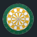 Dart Board: White, Gold, And Green Dartboard<br><div class="desc">White,  Gold,  And Green Coloured Dart Board Game Including 6 Brass Darts</div>