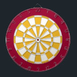 Dart Board: White, Gold, And Maroon Dartboard<br><div class="desc">White,  Gold,  And Maroon Coloured Dart Board Game Including 6 Brass Darts</div>