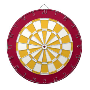 Dart Board: White, Gold, And Maroon Dartboard