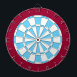 Dart Board: White, Light Blue, And Maroon Dartboard<br><div class="desc">White,  Light Blue,  And Maroon Coloured Dart Board Game Including 6 Brass Darts</div>
